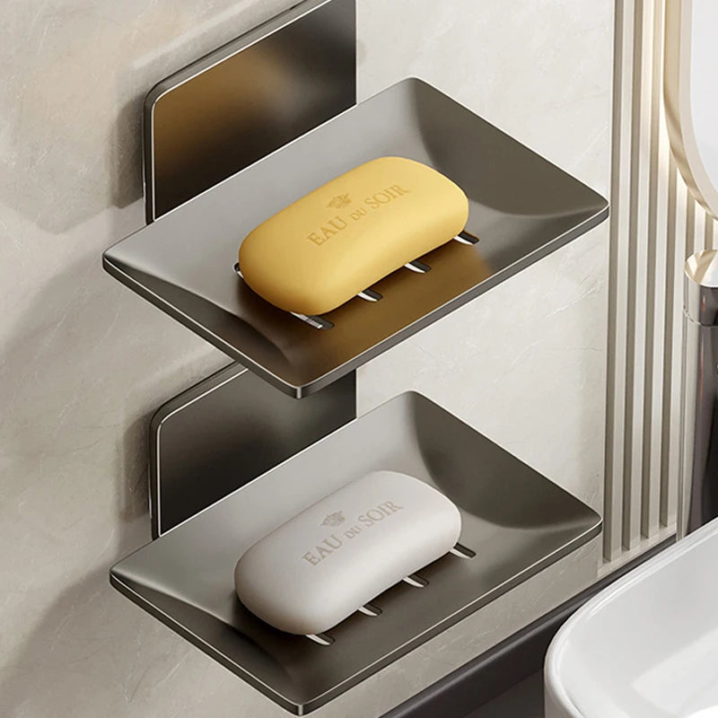 Stainless Steel Soap Holder Bathroom Shower Storage Soap Tray Mesh Rack Oap Dishes Wall Mounted Drain Soap Box Bathroom Access