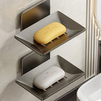 Stainless Steel Soap Holder Bathroom Shower Storage Soap Tray Mesh Rack Oap Dishes Wall Mounted Drain Soap Box Bathroom Access