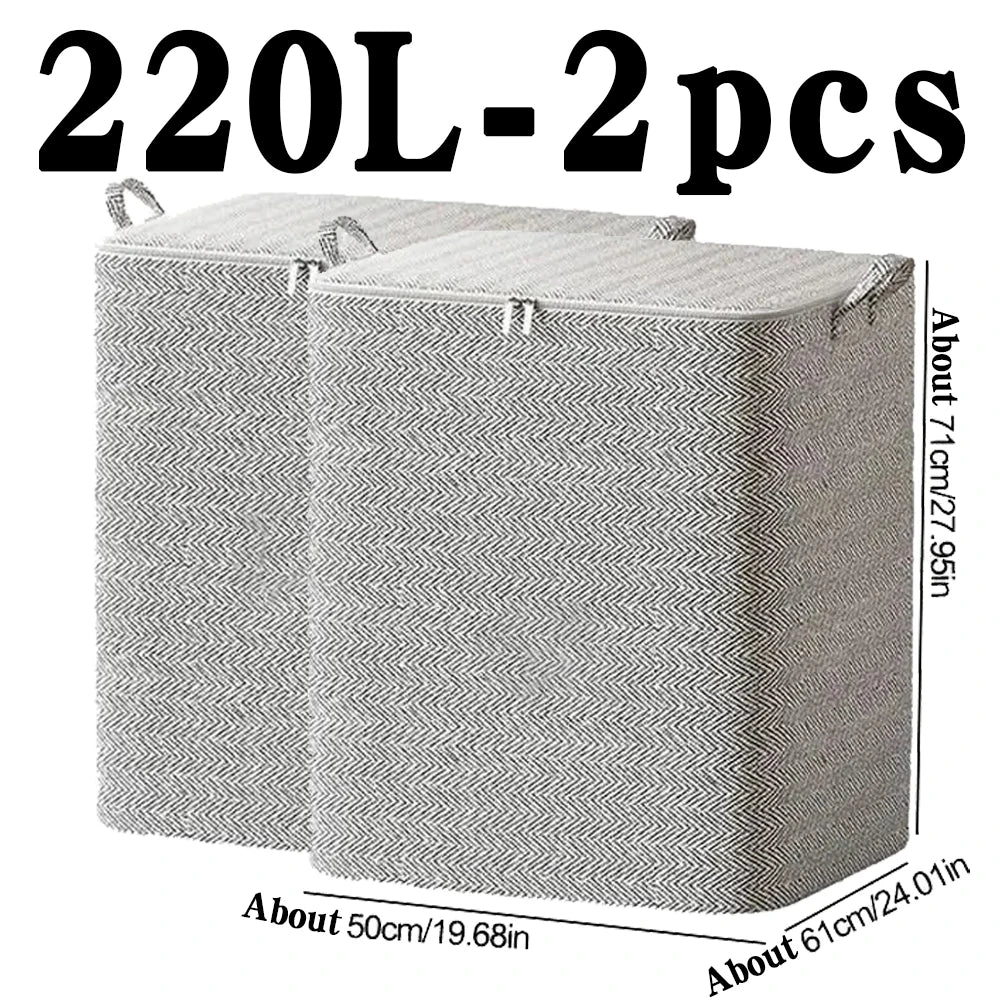 Non-woven Quilt Storage Bag with Lids Zipper Foldable Clothes Quilt Bins Container Large Capacity Dust-proof Bag Organize