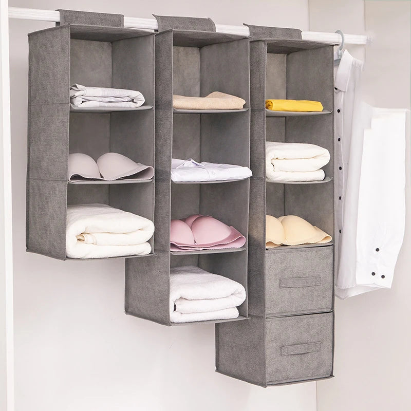 Portable Wardrobe Hanging Storage Bag Drawer Style Washable Wardrobe Organizer Box