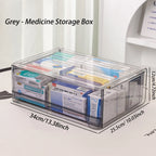 1pc Gray Drawer Acrylic Medicine Storage Box, Large Capacity Stackable Medicine Sorting Box, Pull-Out Medicine Box