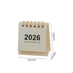 2026 Mini Simple Desk Calendar - Creative Spiral-Bound Calendar for Desktop Decoration & Office Stationery