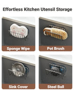 Stainless Steel Suction Cup Sponge Holder Drain Storage Caddy For Kitchen Sink Organization