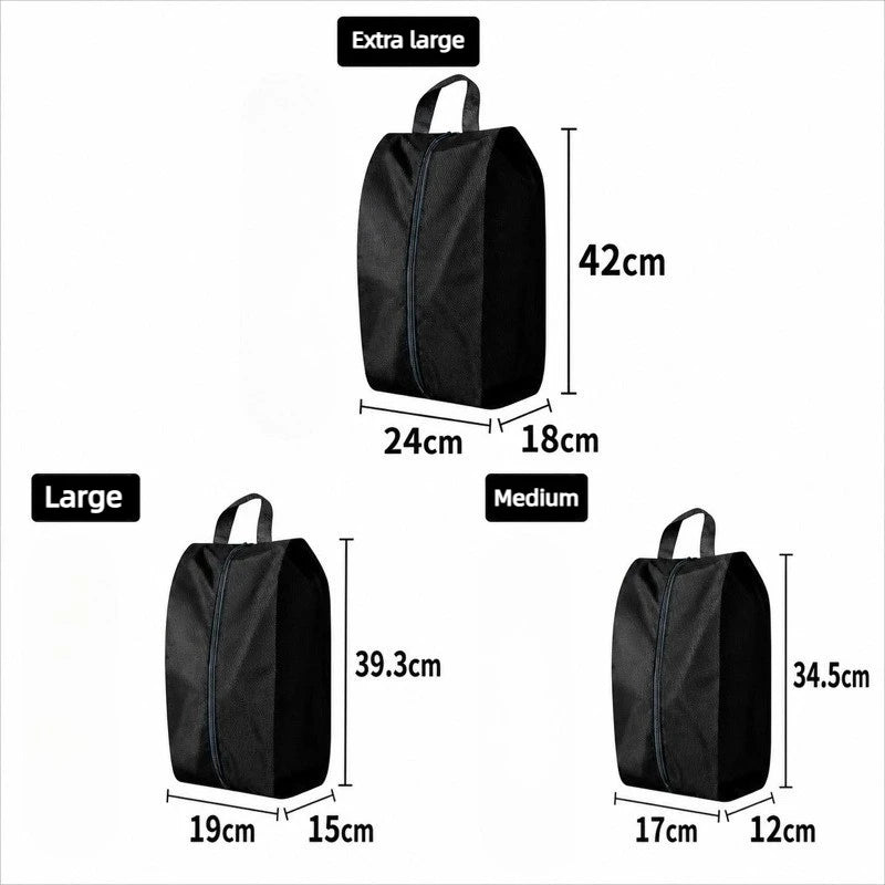 3PCS Travel Shoe Storage Pouch Waterproof Fabric Zipper Handbag Portable Dust‑proof Shoes Organizer Bag For Home Business Trip