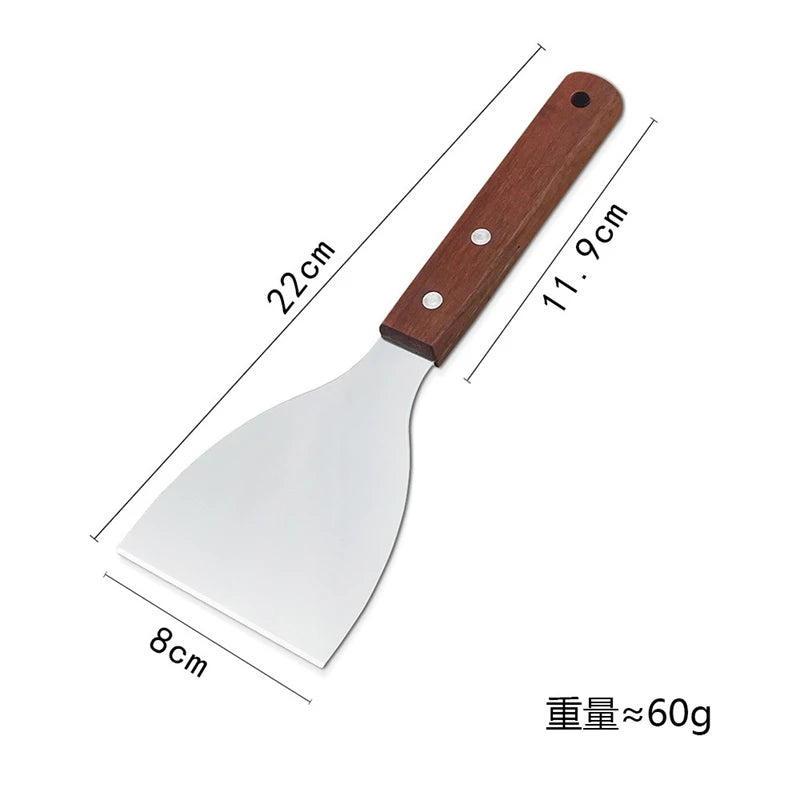 Stainless Steel Spatula and Grill Scraper Non Stick Durable Barbecue Cooking Tools Pizza Shovel Pancake Beef BBQ Utensils