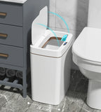 HTMCK White Touchless 15L Smart Sensor Trash Can – Electronic Bathroom Garbage Bin with Automatic Bagging, Smart Home Compatible