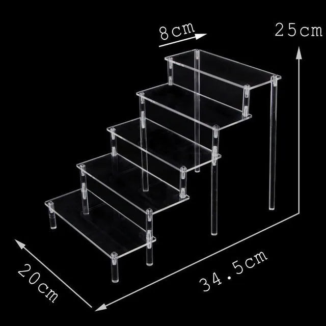 Acrylic Riser Display Shelf,3 Tier Display Stand for Amiibo Funko POP Figures,Cupcake Perfume Organizer Makeup Collection Doll