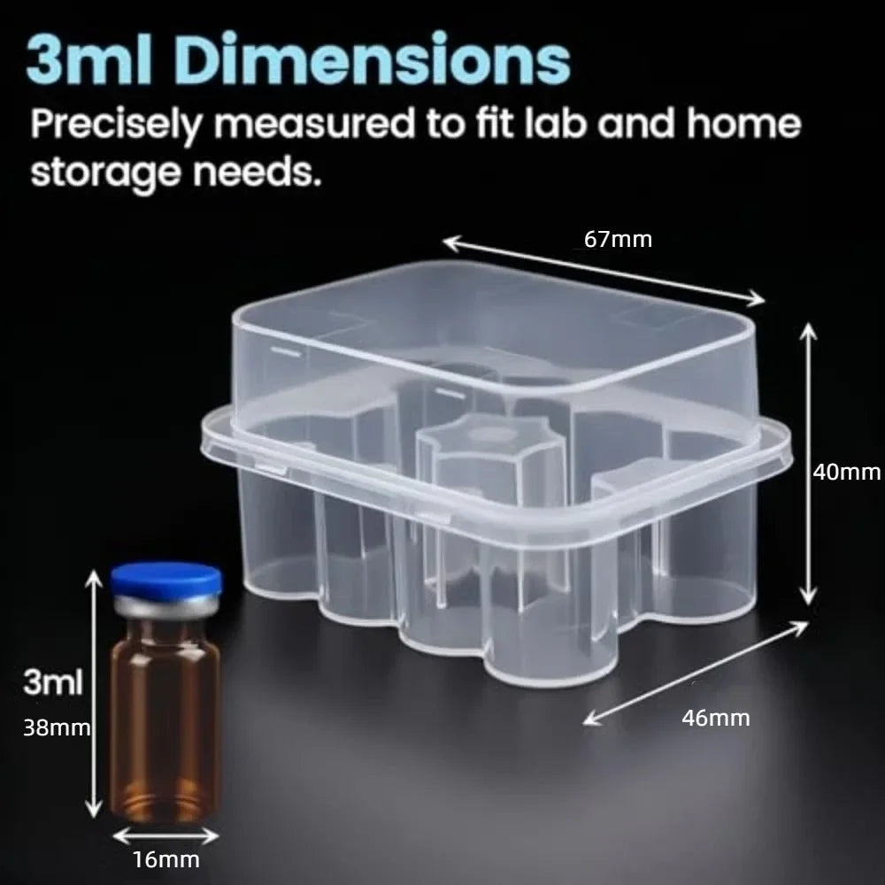 1 Pcs 3ML/10mL 10-Slot Vial Storage Case Stackable Plastic Microtube Storage Box Clear Freezer Tube Box Refrigerator Organizer