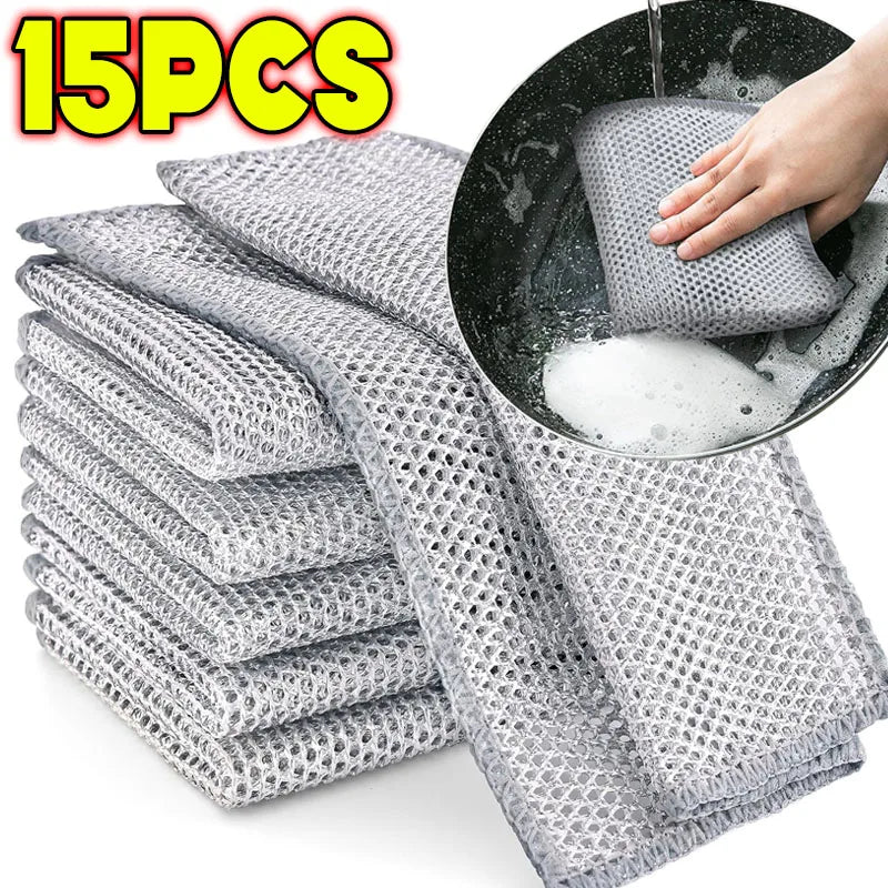 1-20PCS Magic Cleaning Cloth Thickened Double -sided Metal Steel Wire Rags Kitchen Dish Pot Washdishing Cloths Towel Clean Tools