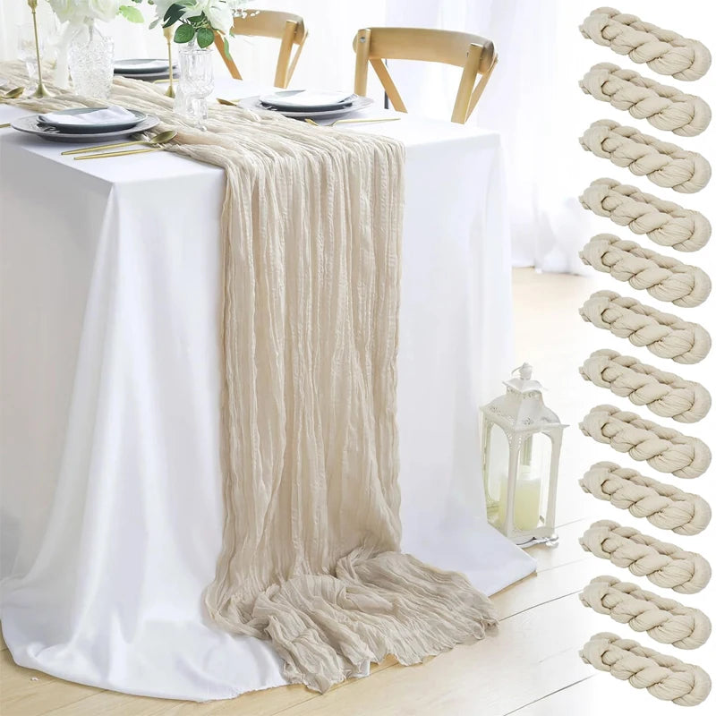 90x400CM Semi-Sheer Gauze Table Runner For Wedding Reception Sheer Bridal Shower Birthday Party Banquet Xmas Table Decoration