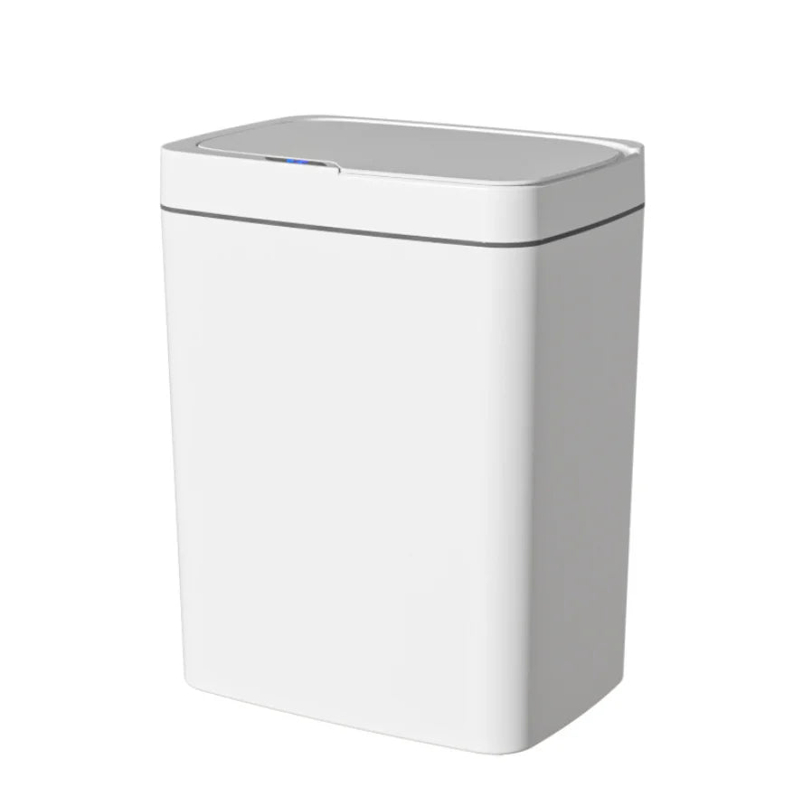 HTMCK White Touchless 15L Smart Sensor Trash Can – Electronic Bathroom Garbage Bin with Automatic Bagging, Smart Home Compatible