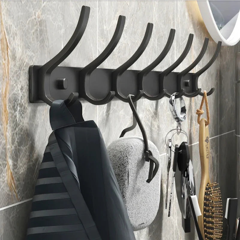 Black White Folding Robe Hooks Towel Hanger Nail Wall Rack Hooks Coat Clothes Holder for Bathroom Kitchen Accessories
