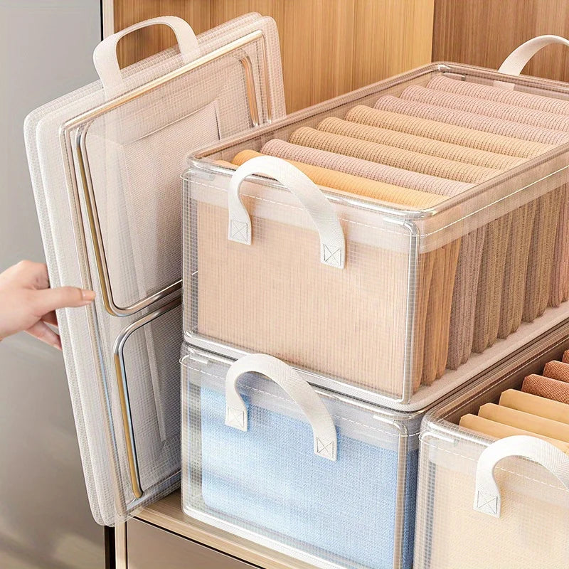 1 Pc Transparent PVC Solid Steel Frame Storage Box, Waterproof Underwear Storage Basket, Suitable for Home and Dormitory Use