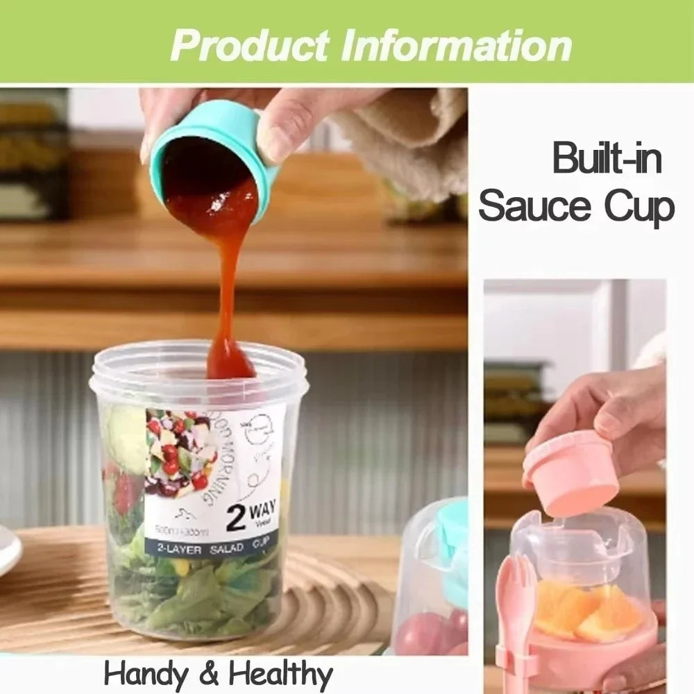 Portable Yogurt Cereal Oatmeal Snacks Parfait Containers Carry Breakfast Cup Salad Cups Salad Dressing Holders With Lid Forks