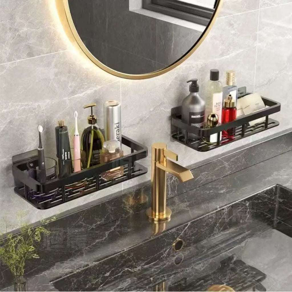 2PCS Bathroom Shelf Kitchen Storage Organizer ABS Shampoo Rack Shower Shelf Bathroom Accessories No Drill Shelf