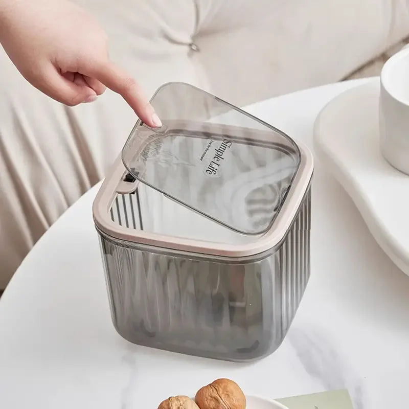 1-Piece Transparent Mini Desktop Storage Box, with Pop-Up Lid, Waterproof Multifunctional Storage Container, Laundry Detergent Dispenser Storage Box, Suitable for Storing Beads and Stain Remover Powder, for Desktop, Kitchen,