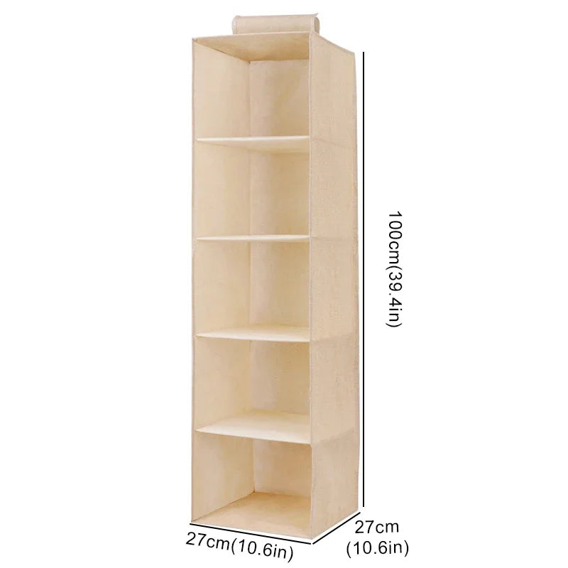 Multi-Layer Hanging Closet Organizer Hanging Bag/Shelf,Collapsible Wardrobe Sundries Organizer washable fabric