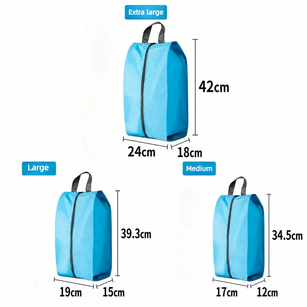 3PCS Travel Shoe Storage Pouch Waterproof Fabric Zipper Handbag Portable Dust‑proof Shoes Organizer Bag For Home Business Trip