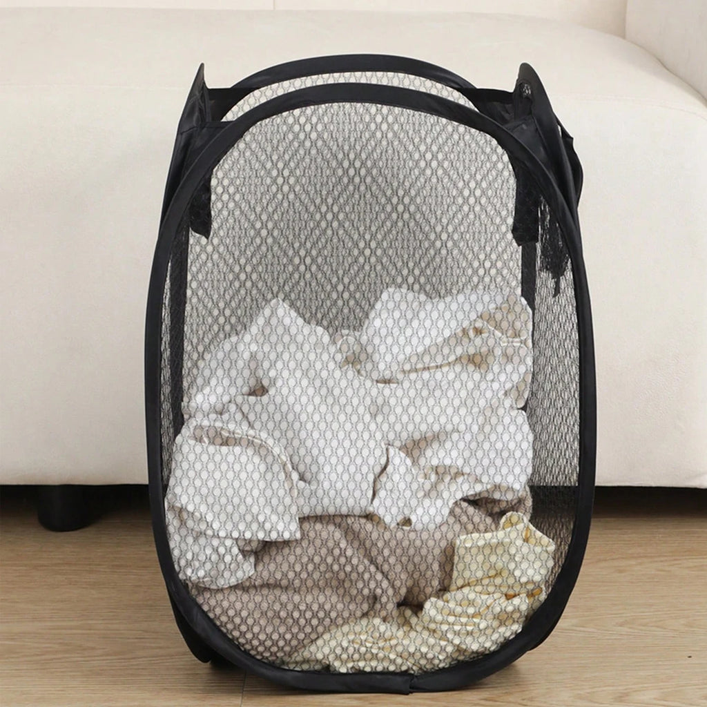 1pc-Folding Dirty Laundry Sorting Basket Washing FrameBathroomCloth MeshStorage BagFrame Bucket LaundryOrganizers Storage Pouch