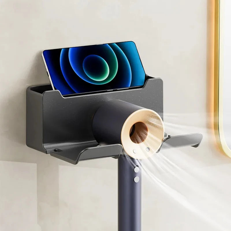 Wall Mounted Hair Dryer Holder For Dyson Bathroom Shelf Without Drilling Plastic Hair Dryer Stand Bathroom Organizer
