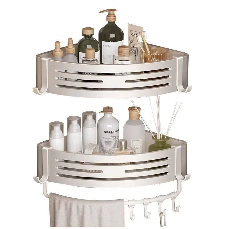 Aluminum Alloy Bathroom Shelves  Punch-free Thickened Tripod Wall-mounted Corner Shelf Bathroom  Accessories Shower Organizer