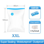 Reusable Compression Empty Bag Sealer Clothes Travel Packing Organizer Vacuum Large Plastic Storage Bags Storing Clothes Blanket