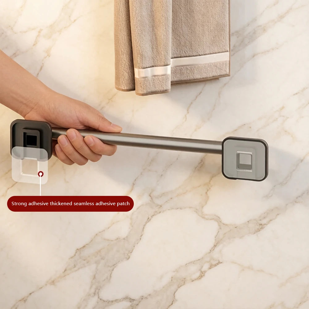 Homefish Grey White Black 40cm 30cm Punch‑Free Wall Mounted Single Pole Towel Rack Bathroom Storage Hanging Rack