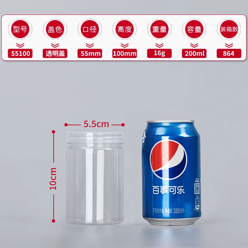 1PC Plastic Packing Bottle PET Clear Empty Seal Bottle Circular Bucket Storage Biscuit Jar Food Grade Sealed Cans Tank Container