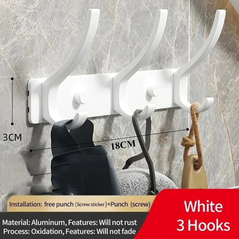 Black White Folding Robe Hooks Towel Hanger Nail Wall Rack Hooks Coat Clothes Holder for Bathroom Kitchen Accessories