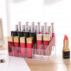 Household Transparent Lipstick Storage Rack Organizing Box Plastic Desktop Lipstick Sorting Rack Cosmetics Storage Box