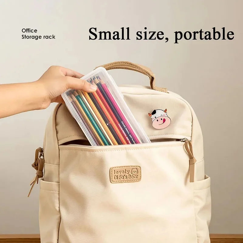 Large Capacity Transparent Pencil Box Plastic Stationery Case Crayon Pen Box Sketch Pencil Case Stacking Office Supplies Box New