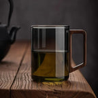 400ml Walnut Handle Glass Cup Heat-resistant Cup for Home Use Tea Making Cup Office Drinking Cup