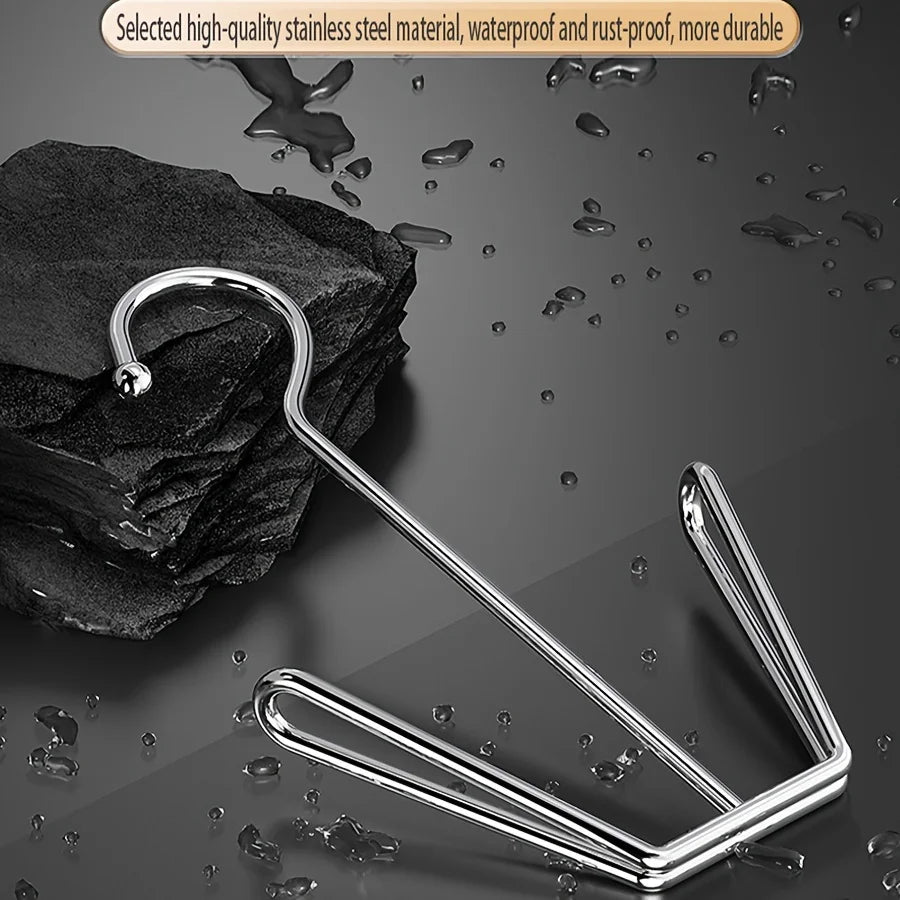 Stainless Steel Shoe Rack Hanger, Metal Hanging Shoe Organizer, Space Saving Drying Rack With Hook For Closet Rod, Silver