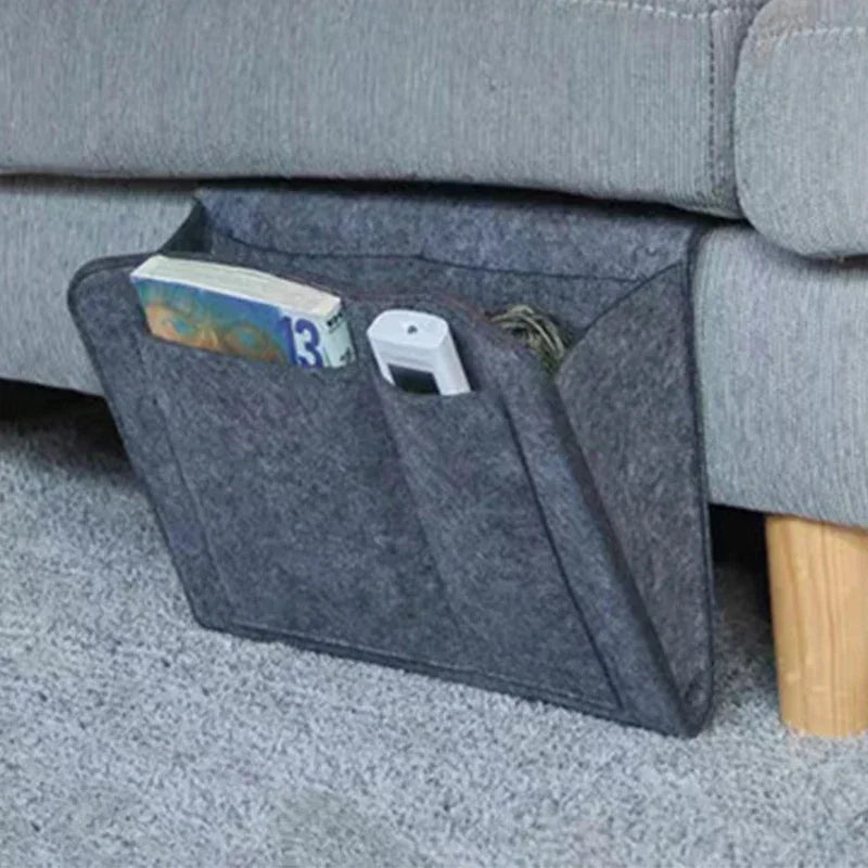 Felt Bedside Storage Bag Pouch Bed Desk Bag Sofa TV Remote Control Hanging Caddy Couch Storage Organizer Bed Holder Pockets