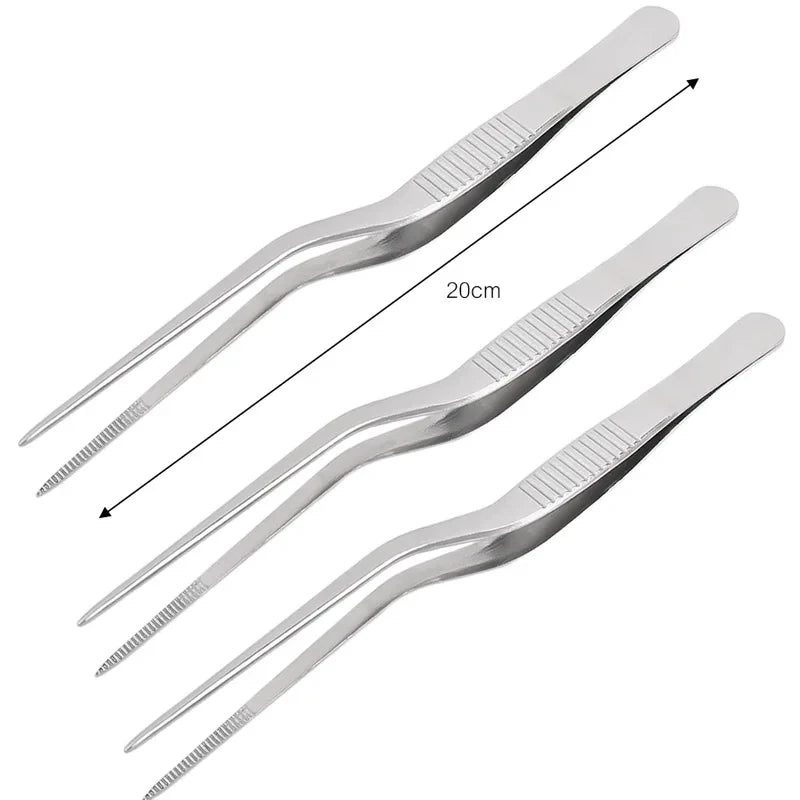 3/1Pcs Kitchen Tweezer Utensil BBQ Tweezer Food Clip Kitchen Bar Chief Tong Stainless Steel Portable for Picnic Barbecue Cooking