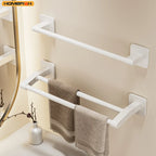 Homefish Grey White Black 40cm 30cm Punch‑Free Wall Mounted Single Pole Towel Rack Bathroom Storage Hanging Rack