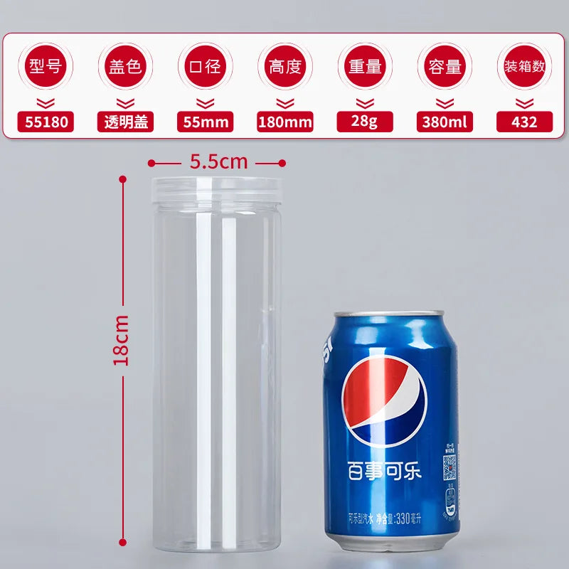 1PC Plastic Packing Bottle PET Clear Empty Seal Bottle Circular Bucket Storage Biscuit Jar Food Grade Sealed Cans Tank Container