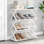 Hot 4-Tier X-Type Shoe Storage Rack, Dorm Rooms Multifunctional X-shaped Dust-proof Storage Rack for Entryways Hallways Bedrooms