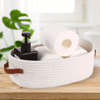 Oval Woven Bathroom Storage Basket, Multifunctional Desktop Organizer, Toilet Paper Holder, Toy Storage Basket  Basket Storage