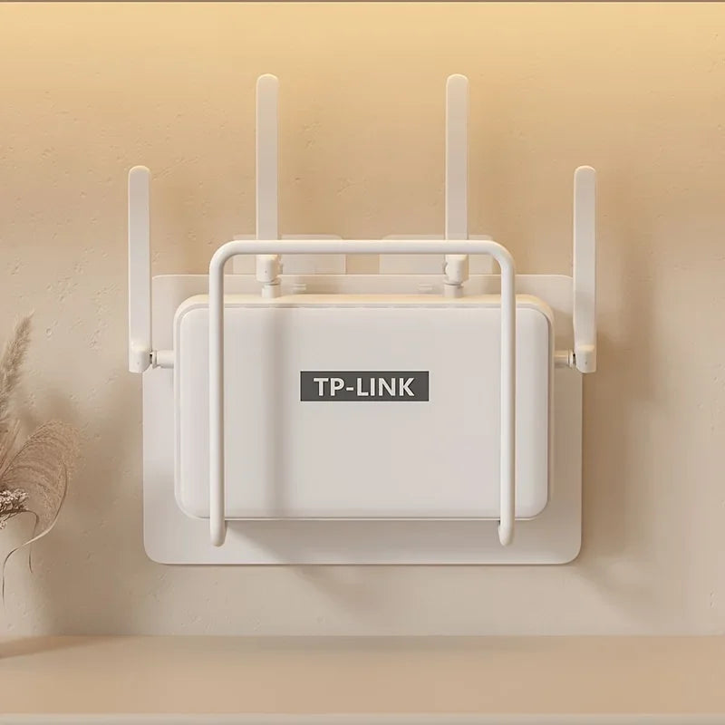 1pc Wall Mount Router Shelf - Iron Holder Multi-Use Home Office Bedside Shelf for WiFi Router Box Storage Easy-Install No-Drill