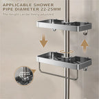 1/2PCS Punch-Free Shower Caddy With Towel Rod Bathroom Shelf Shampoo Soap Holder Shower Tray For Toilet Bathroom Organizer