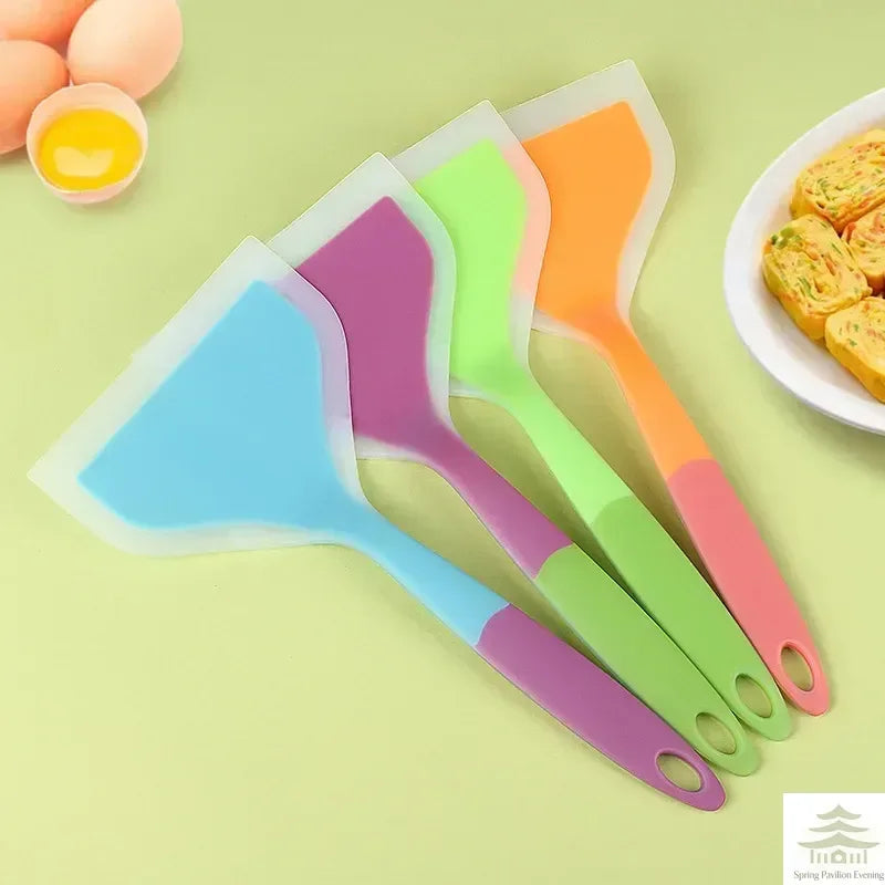 Random Color Pancake Spatula Silicone High Temperature Resistant Beef Meat Egg Kitchen Scraper Wide Pizza Cooking Tools Shovel