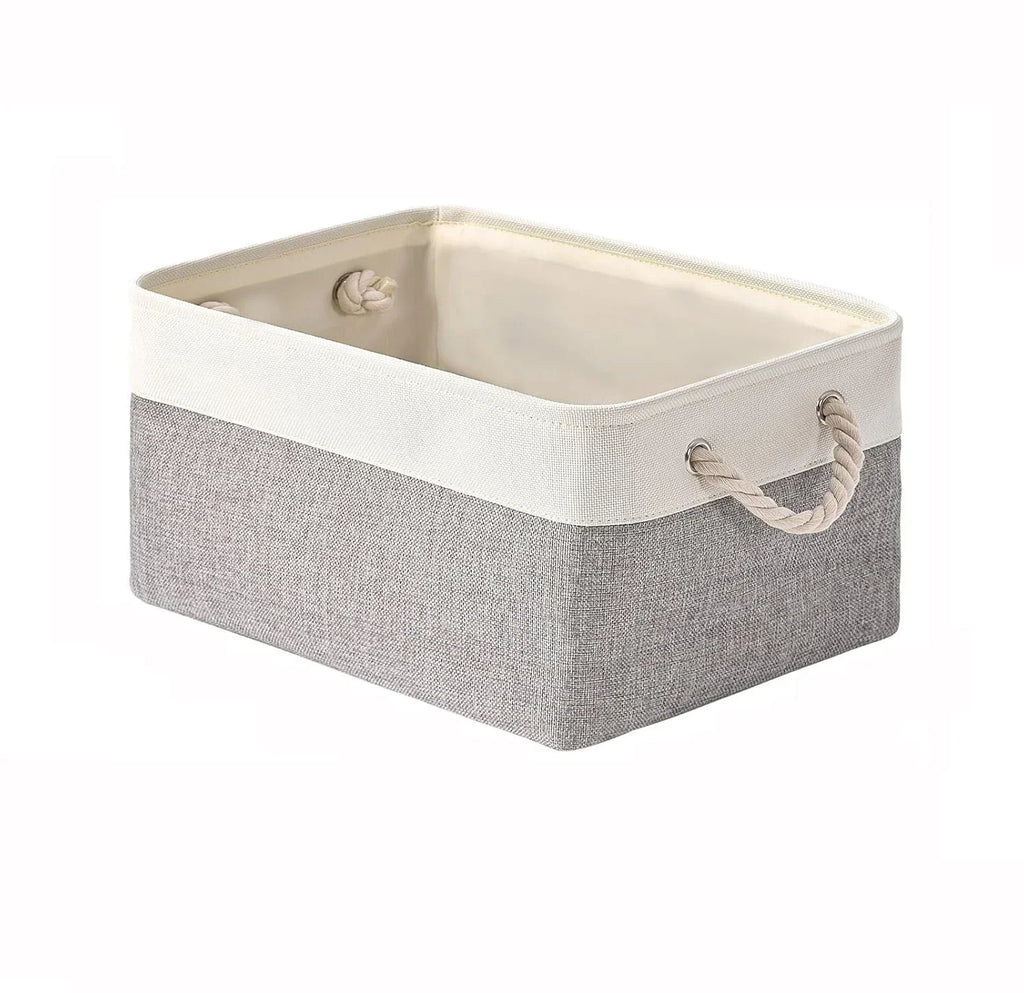 Folding Linen Fabric Storage Basket Multi-functional Sundries Storage Bag with Handle Organizer Box for Underwear Sock Baby Toys
