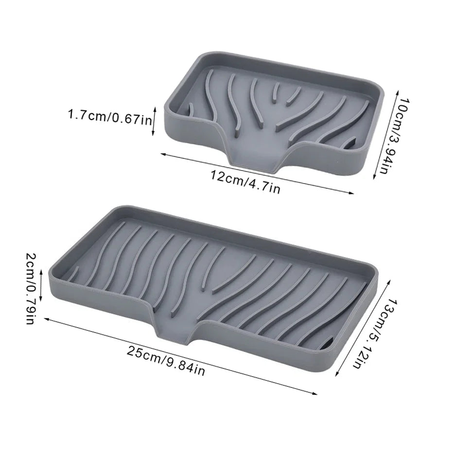 Silicone Faucet Mat Kitchen Sink Tray Soap Dispenser Sponge Drain Pad Sink Splash Drying Mat Countertop Storage Tray