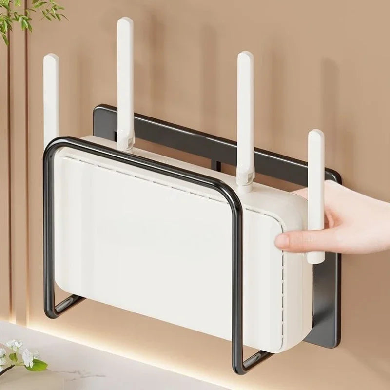 1pc Wall Mount Router Shelf - Iron Holder Multi-Use Home Office Bedside Shelf for WiFi Router Box Storage Easy-Install No-Drill