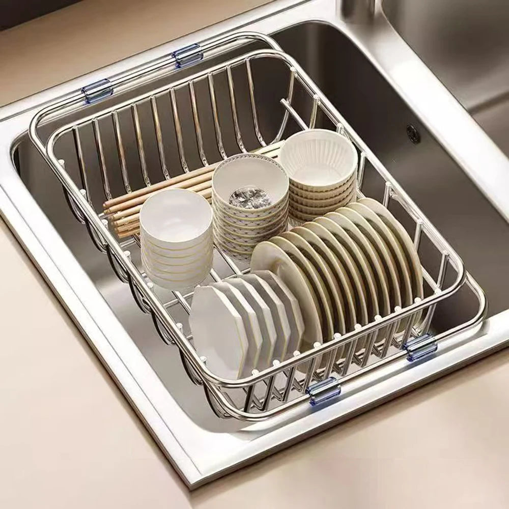 Telescopic Sink Drain Rack – Adjustable Kitchen Organizer