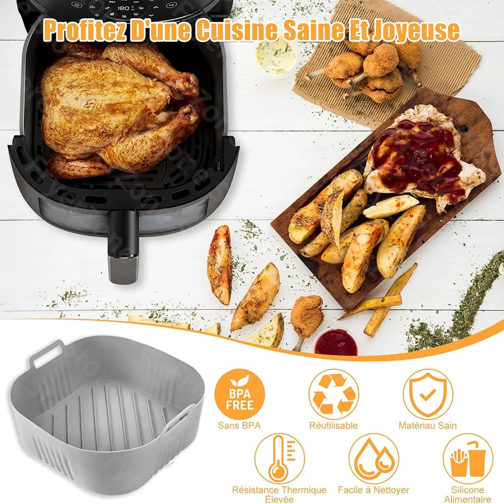 23cm Square Air Fryer Mould for Philips Series 2000 NA230/00 COSORI 5.5L/6L/6.2L Reusable Airfryer Accessories XXL