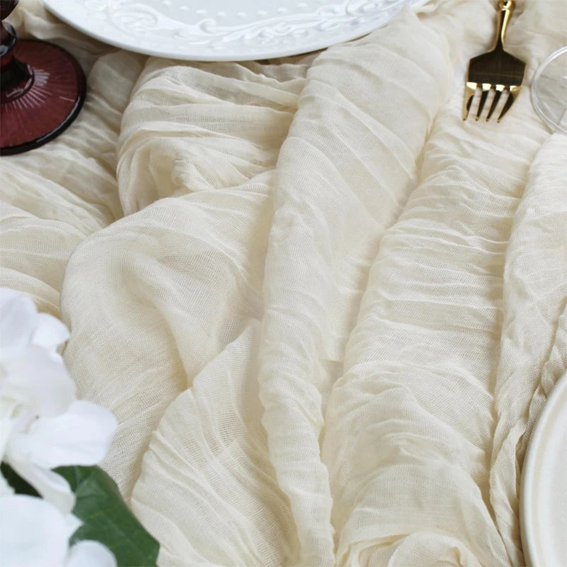 90x400CM Semi-Sheer Gauze Table Runner For Wedding Reception Sheer Bridal Shower Birthday Party Banquet Xmas Table Decoration