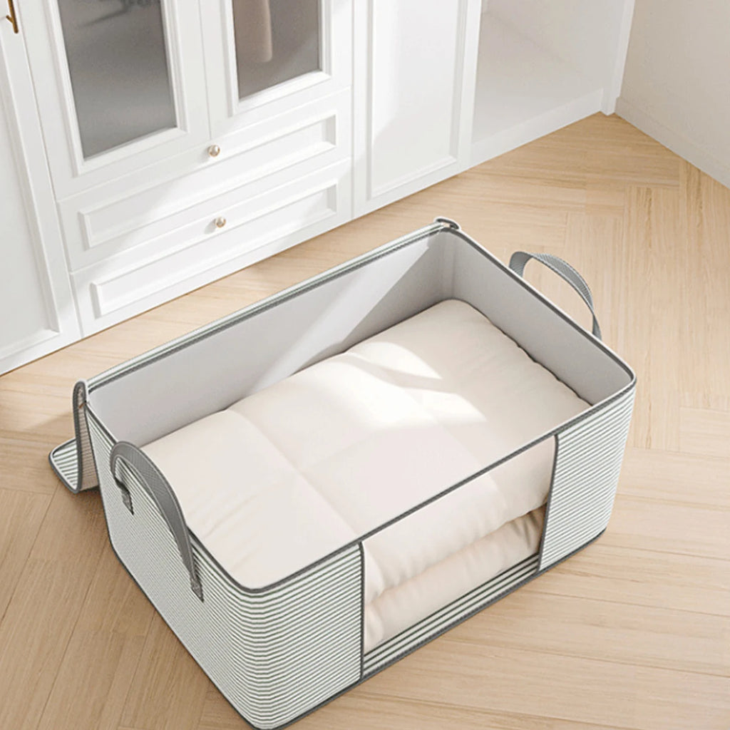 Visible Large Capacity Storage Box Portable Household Clothes Organizer With Handles Foldable Dustproof Quilt Zipper Container