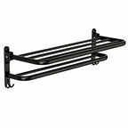 Homefish Foldable Towel Rack with Hooks Wall Mount Towel Rack Towel Storage Wall Mount for Bathroom Lavatory for Home